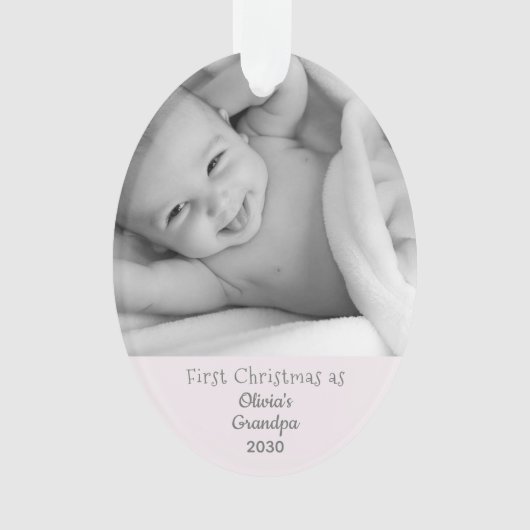 Großvaters 1. Weihnachts-Personalisierte Foto Name Ornament (Vorderseite)