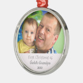 Großvaters 1. Weihnachts-Personalisierte Foto Name Ornament Aus Metall (Links)