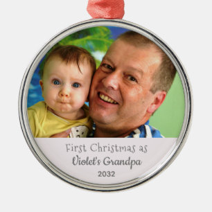 Großvaters 1. Weihnachts-Personalisierte Foto Name Ornament Aus Metall