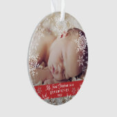 Großvaters erstes Weihnachtsschneeflocken-Baby-Fot Ornament (Vorderseite)