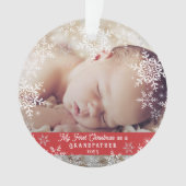 Großvaters erstes Weihnachtsschneeflocken-Baby-Fot Ornament (Vorderseite)