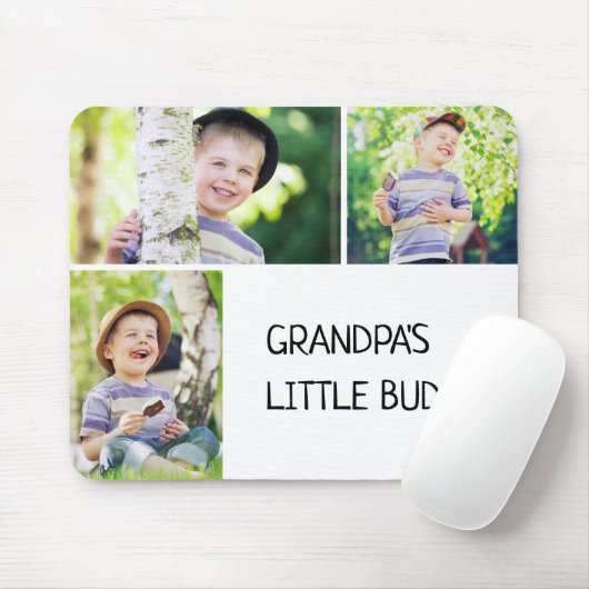Großvaters kleiner Buddy-3-Foto-Kinderkrippe Mousepad (Mit Mouse)