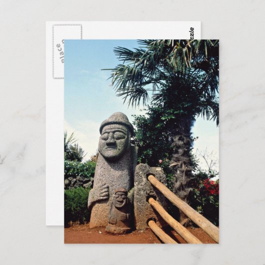Großvaterstatue, Cheju-do Island, Südkorea Postkarte (Vorne/Hinten)