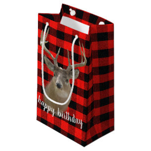 Großwildhirsche auf kariertem Lumberjack Kleine Geschenktüte