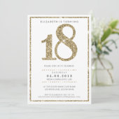 GROSSZAHL INVITE Moderner 18-Glitzer Einladung (Stehend Vorderseite)