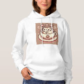 Großzügige Cat & Coffee-Niedliche Kawaii Kitty im  Hoodie (Vorderseite)