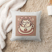 Großzügige Cat & Coffee-Niedliche Kawaii Kitty im  Kissen (Decke)