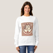 Großzügige Cat & Coffee-Niedliche Kawaii Kitty im  Sweatshirt (Vorne ganz)
