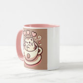 Großzügige Cat & Coffee-Niedliche Kawaii Kitty im  Tasse (Vorderseite Links)