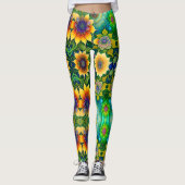 Großzügige, helle Sonnenblume Leggings (Vorderseite)