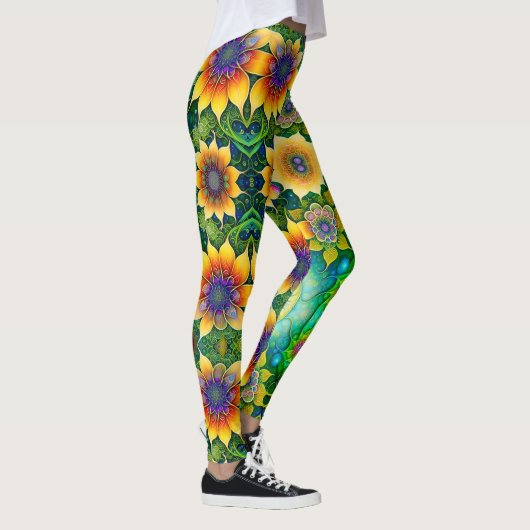 Großzügige, helle Sonnenblume Leggings (Rechts)