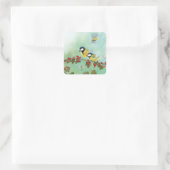 Großzügige Vogelarten und Rote Berries aus dem Haw Quadratischer Aufkleber (Tasche)