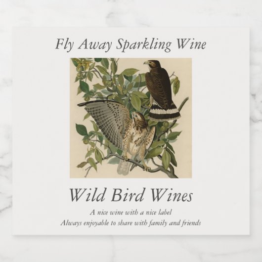 Großzügiger Hawk von Audubons Vögeln Amerikas Schaumweinetikett (Einzelnes Label)
