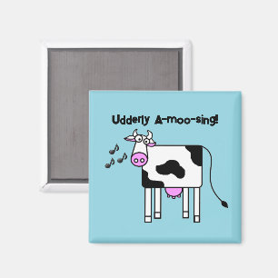 Großzügiges A-moo-singendes Kuh Pun Cartoon Design Magnet