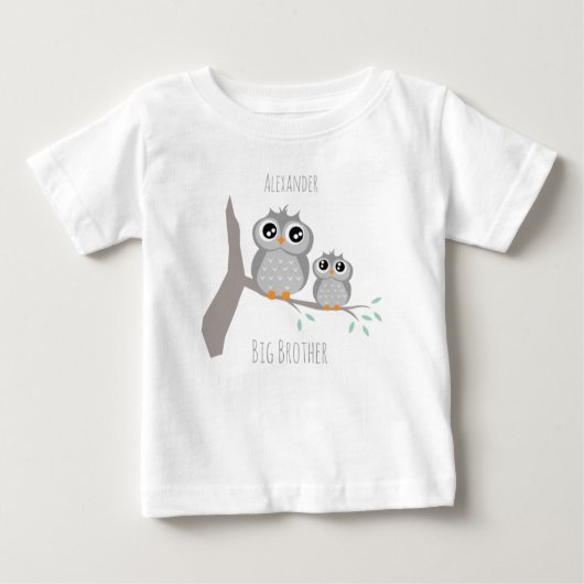 Grote broer aanpasbaar naam met uiltjes baby t-shirt (Vorderseite)