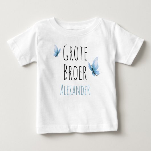 Grote broer aanpasbaar naam met waterkleur vlinder baby t-shirt (Vorderseite)