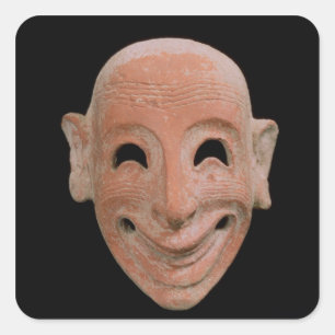 Groteske Maske, von Motya, 6. Jahrhundert BC Quadratischer Aufkleber