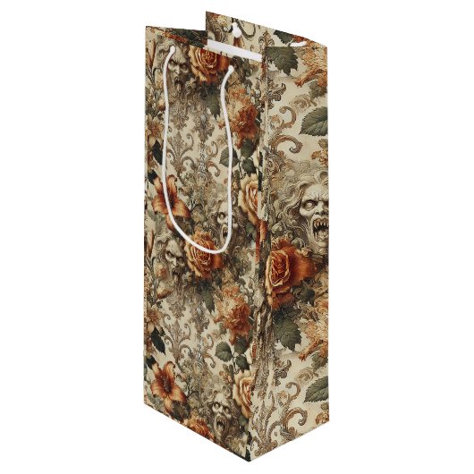 Grotesque Elegance - Gotisch Viktorianisch Geschenktüte Für Weinflaschen (Vorderseite Schrägansicht)