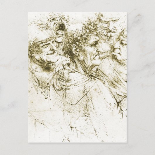 Grotesque Heads Leonardo da Vinci Datum : ca. 149 Postkarte (Vorderseite)