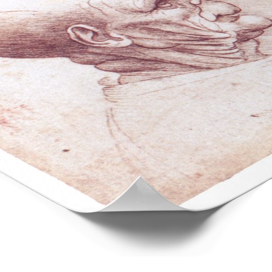 Grotesque Heads, Leonardo da Vinci Poster (Ecke)