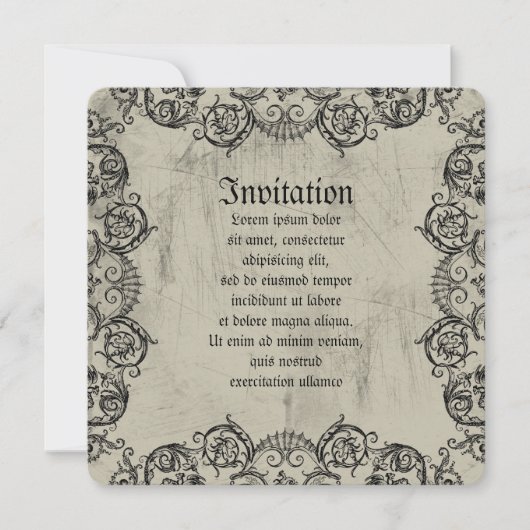 Grotesque Ornament Herz Einladung (Vorderseite)