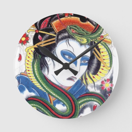 Grotesque & Snake Runde Wanduhr (Vorderseite)