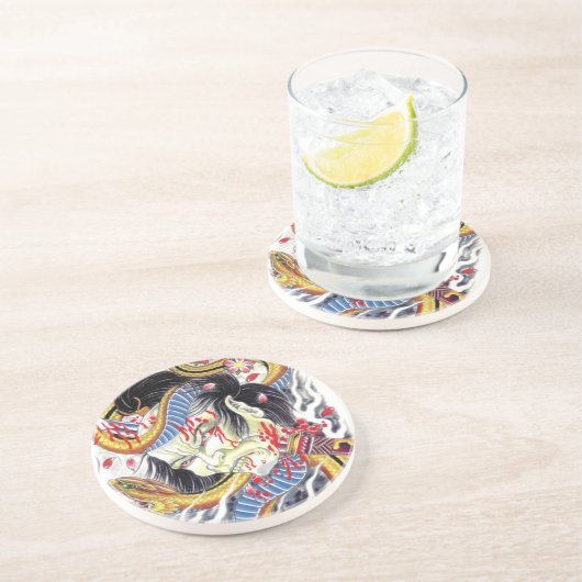 Grotesque & Snake Tattoo Design Getränkeuntersetzer (Seite)