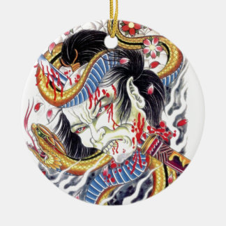 Grotesque & Snake Tattoo Design Keramik Ornament