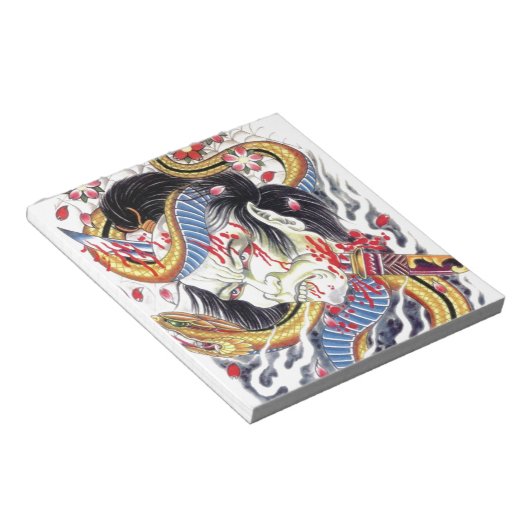 Grotesque & Snake Tattoo Design Notizblock (angewinkelt)