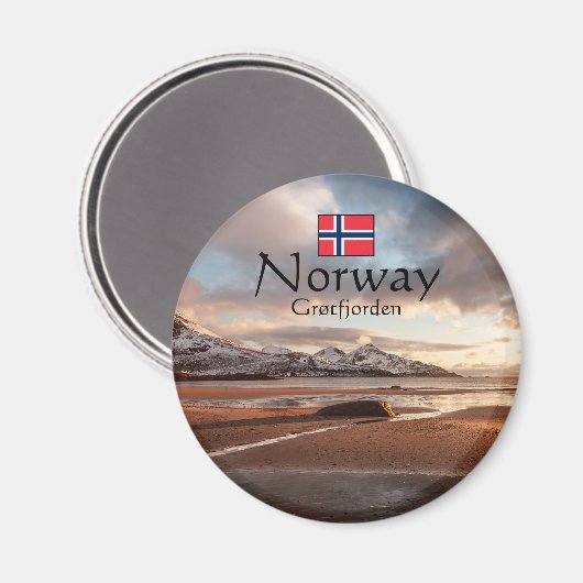 Grotfjorden Norwegen Souvenir Magnet (Vorderseite/Rückseite)