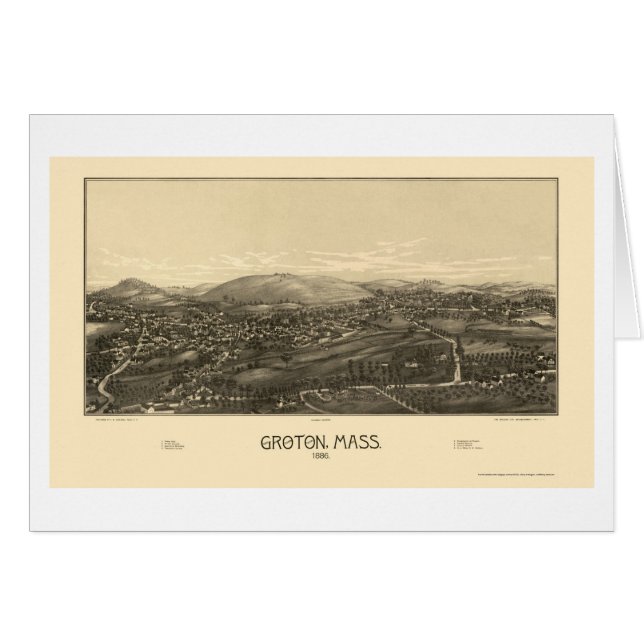 Groton, panoramische Karte MAs - 1886 (Vorderseite (Horizontal))