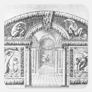 Grotto Design aus "The Gardens of Wilton", publizi Quadratischer Aufkleber