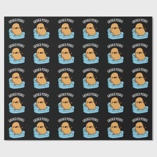 Grouch Potato Funny Veggie Puns Dark BG Geschenkpapier (Flach)