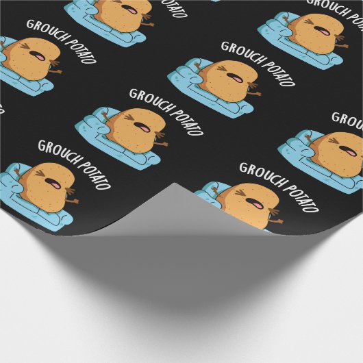 Grouch Potato Funny Veggie Puns Dark BG Geschenkpapier (Ecke)