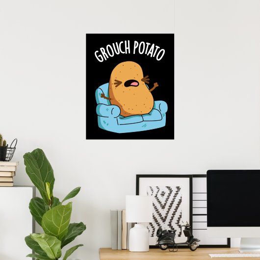 Grouch Potato Funny Veggie Puns Dark BG Poster (Heimbüro)