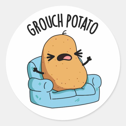 Grouch Potato Funny Veggie Puns Runder Aufkleber (Vorderseite)