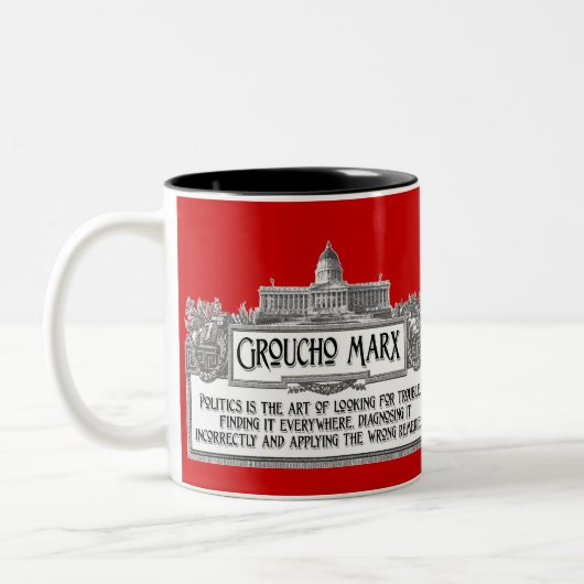 Groucho Marx auf Politik Zweifarbige Tasse (Links)
