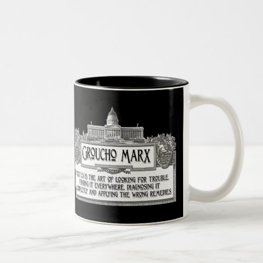 Groucho Marx auf Politik Zweifarbige Tasse (Rechts)