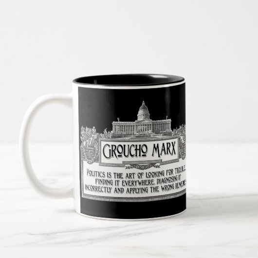Groucho Marx auf Politik Zweifarbige Tasse (Links)