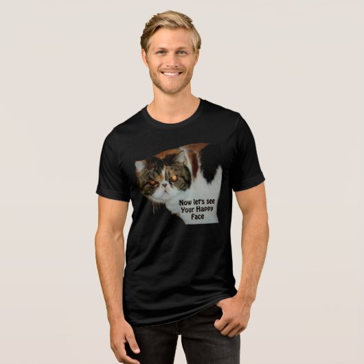 Grouchy Grumpy Cat Nicht so glücklich Funny Tri-Blend Shirt (Vorderseite voll)