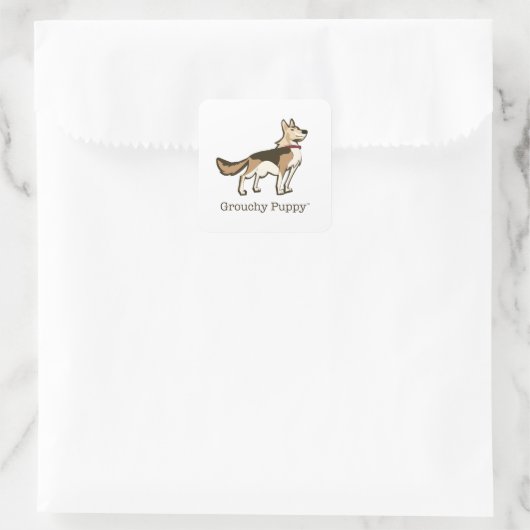 Grouchy Puppy Stickers!! Quadratischer Aufkleber (Tasche)
