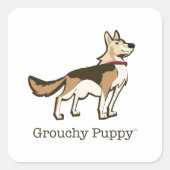 Grouchy Puppy Stickers!! Quadratischer Aufkleber (Vorderseite)