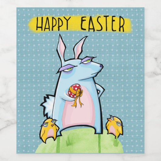 Grouchy Rabbit Osterblau Weinflaschen Etikett (Einzelnes Label)