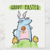 Grouchy Rabbit Osterwein Flaschenetikett Weinetikett (Einzelnes Label)