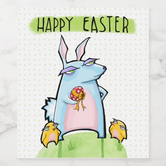 Grouchy Rabbit Osterwein Flaschenetikett Weinetikett (Einzelnes Label)