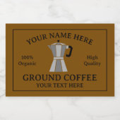 Ground coffee food label template with moka pot lebensmitteletikett (Einzelnes Label)