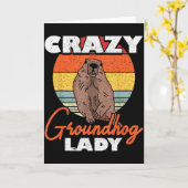 Ground Hog Crazy Groundhog Lady  Karte (Gelbe Blume)