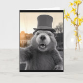 Ground Hog Day Woodchuck Funny Groundhog Selfie  Karte (Gelbe Blume)