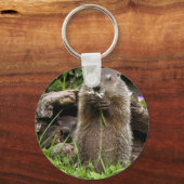 Ground Hog Munching auf einer Blume Schlüsselanhänger (Vorderseite)