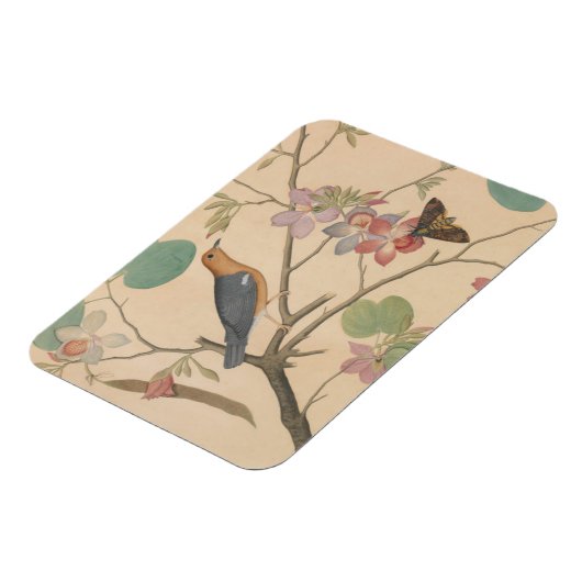 Ground Thrush and Moth auf einer Orchid-Zweigstell Magnet (Linke Seite)